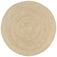 Dywany - vidaXL Dywanik ręcznie wykonany z juty, spiralny wzór, biały, 150 cm - miniaturka - grafika 1