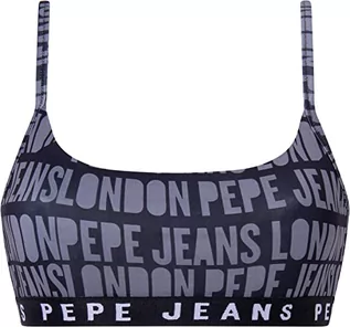 Biustonosze - Pepe Jeans Damski biustonosz Allover Logo Str Brlt, czarny, L, Czarny, L - grafika 1