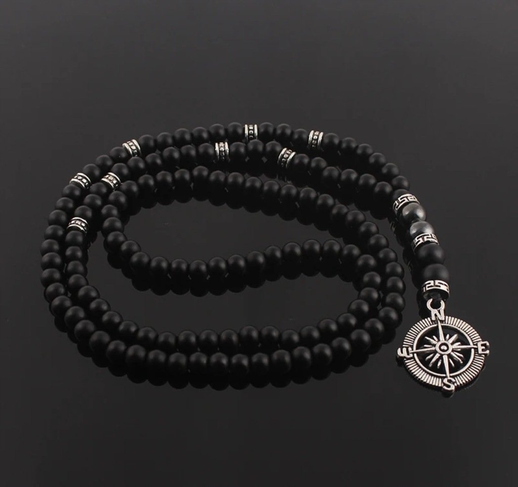 Naszyjnik korale kompas kierunki świata magnes prezent