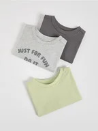 Bluzki dla niemowląt - Reserved - Bawełniany longsleeve 3 pack - jasnoszary - miniaturka - grafika 1