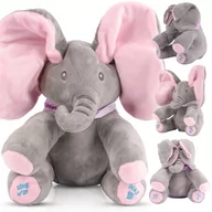 Zabawki interaktywne dla dzieci - Słonik Interaktywny Akuku Słoń Maskotka Peek A Boo Różowy - miniaturka - grafika 1
