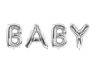 Baby shower i roczek - Party Deco Balon foliowy srebrny napis Baby - 262 x 86 cm FB56M-018 - miniaturka - grafika 1