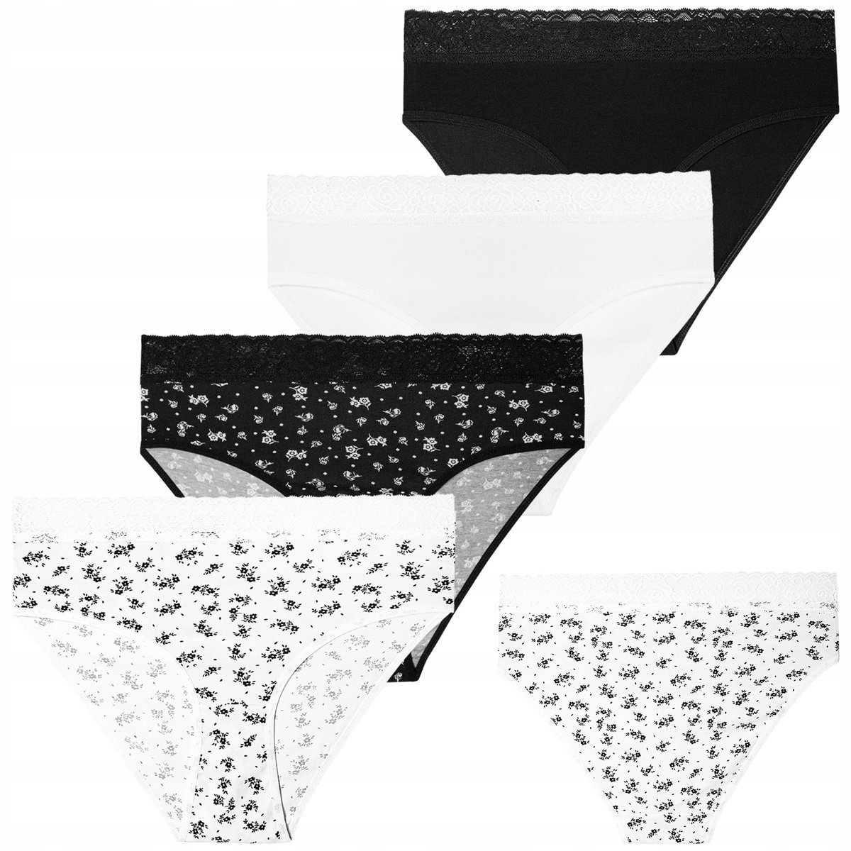 4X MAJTKI DAMSKIE FIGI BIKINI BAWEŁNIANE Z KORONKĄ WYGODNE MORAJ S