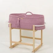 Łóżeczka i kojce - Kosz Mojżesza BOHO Handmade z kołyską - lawendowy - miniaturka - grafika 1