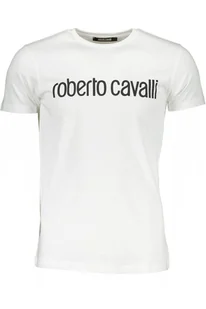 ROBERTO CAVALLI BIAŁY T-SHIRT MĘSKI Z KRÓTKIM RĘKAWEM - Koszulki i topy damskie - miniaturka - grafika 1