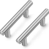 Zawiasy, okucia i inne akcesoria - Zestaw 5 uchwytów meblowych ze stali nierdzewnej w kolorze srebrnym, 64 mm - miniaturka - grafika 1