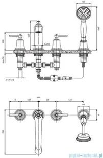 Omnires Armance bateria wannowa 4-otworowa mosiądz szczotkowany AM5232BSB | - Baterie umywalkowe - miniaturka - grafika 2
