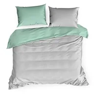 Pościel - Eurofirany Pościel satynowa 220x200 Nova srebrna miętowa dwustronna - miniaturka - grafika 1