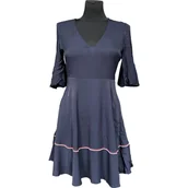 Sukienki - Tommy Hilfiger Sukienka Przed Kolano Stylowa Wygodna Granatowa 36 - miniaturka - grafika 1