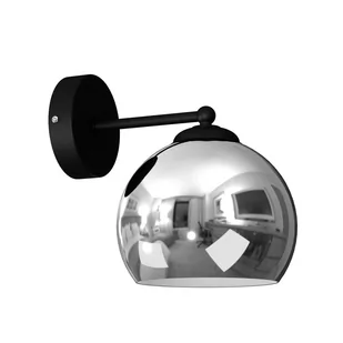 Kinkiet Tory czarny/chrom ze szklanym kloszem - Lampy ścienne - miniaturka - grafika 1