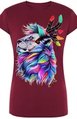 Koszulki i topy damskie - Lew Kolorowy Damski T-shirt Modny Nadruk Rozm.XXL - miniaturka - grafika 1