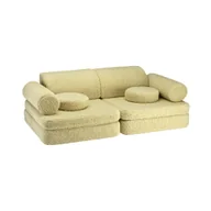 Fotele i pufy dla dzieci - Zielona sofa dla dzieci z materiału bouclé 132 cm Settee – Wigiwama - miniaturka - grafika 1