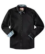 Koszule męskie - Joe Browns Męska koszula z niebieskimi kwiatami Peekaboo z podwójnym kołnierzem Smart Button Down, czarna, XXL, Czarny, XXL - miniaturka - grafika 1