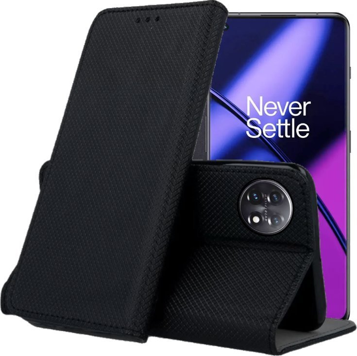 Hello Case ETUI Z KLAPKĄ DO ONEPLUS 11 5G CZARNE ZAMYKANE MAGNETYCZNE KABURA FUTERAŁ