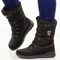 Śniegowce damskie - Czarne zimowe śniegowce damskie z membraną American Club Softshell Sn80/25 - miniaturka - grafika 1