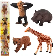 Figurki dla dzieci - Zestaw Mini Figurki Dzikie Zwierzęta Szympans Żyrafa 6-9cm 4szt - miniaturka - grafika 1