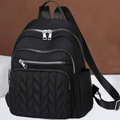 Inne - TEMU Stylowy Czarny Nylonowy Plecak Damski - Lekki, Pikowany, Podróżny i Codzienny Plecak z Regulowanymi Szelkami, Wieloma Przegrodami na Zamek i - miniaturka - grafika 1
