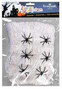 Halloween - GAM Sieć pajęcza z 6 pająkami - Pajęczyna Halloween - 60 g PH60/6 - miniaturka - grafika 1