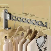 Inne - TEMU Ścienna Regulowana Kątowa Suszarka do Ubrań, Składany Duży Metalowy Wieszak z Wielką Nośnością i Organizerem do Suszenia, Organizator Odzieży, - miniaturka - grafika 1