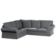 Pokrowce na meble - Pokrowiec na sofę narożną Ektorp, DEKORIA, ciemno szary melanż, 240/136x82x73 cm - miniaturka - grafika 1