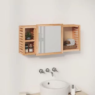 vidaXL Szafka z lustrem, 80x17x34 cm, lity orzech włoski - Szafki łazienkowe - miniaturka - grafika 1