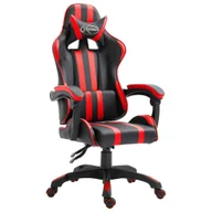 Fotele gamingowe - vidaXL vidaXL Fotel dla gracza, czerwony, PU - miniaturka - grafika 1