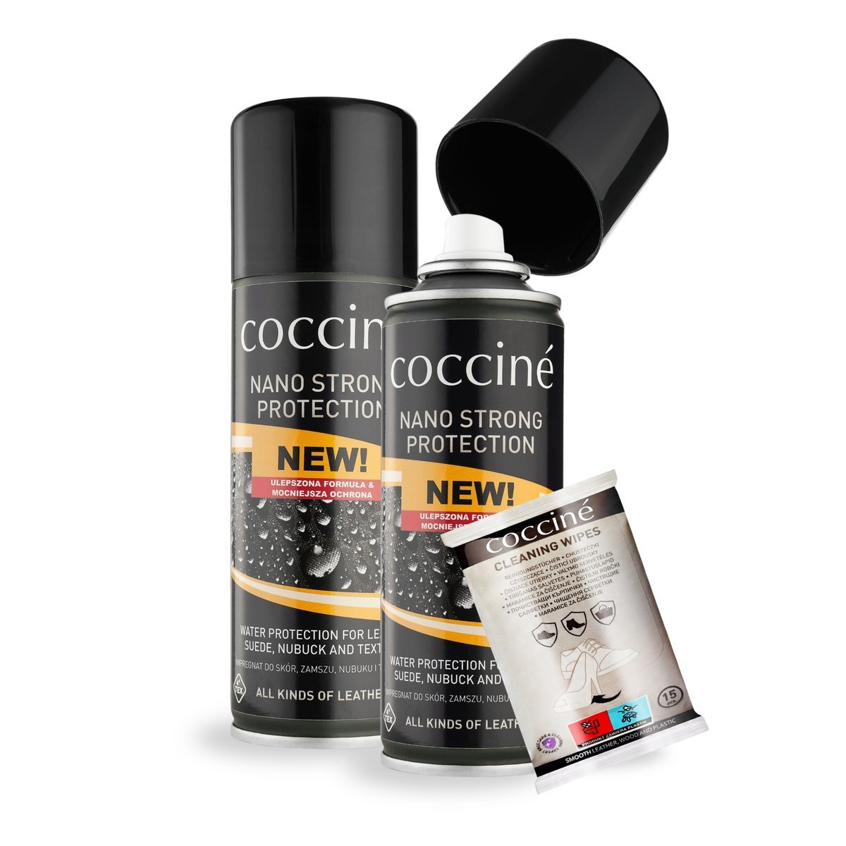 Nano Strong Protection do Butów x2 z Chusteczkami Coccine Zestaw 3w1