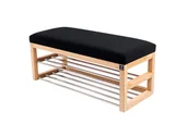 Ławki do przedpokoju - Ławka na buty LPG-5 50cm EMRAWOOD drewno lite kolor naturalny siedzisko gładkie kolor czarny - miniaturka - grafika 1