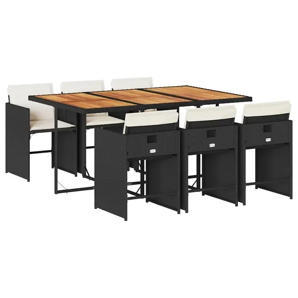 Zestaw mebli ogrodowych rattan PE - 165x106x73 cm, czarno-brązowy