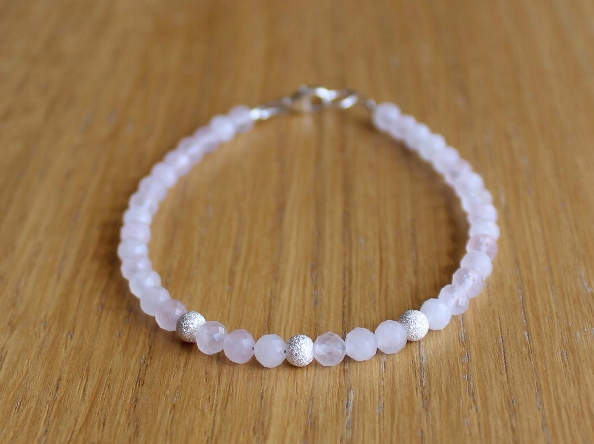 Bransoletka KWARC RÓŻOWY fasetowany 4,0mm agalag, bez marki, AG00000834