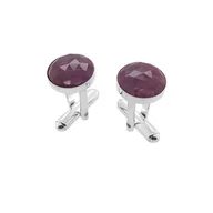 Spinki do mankietów i krawatów - Spinki do mankietów Rubin Ø12 w oprawie (S1327A) Srebro [925] - miniaturka - grafika 1