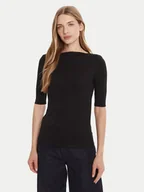 Bluzki damskie - Calvin Klein Bluzka LV044C217G Czarny Slim Fit - miniaturka - grafika 1