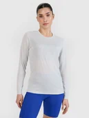 Koszulki sportowe damskie - 4F Longsleeve do biegania szybkoschnący damski - szary L - miniaturka - grafika 1