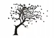 Naklejki na ścianę - Naklejka na ścianę motylki drzewo Japońska wiśnia, 160x120 cm - miniaturka - grafika 1