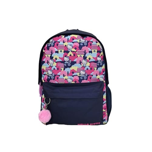 ToyBags Plecak szkolny Hello Kitty - Plecak na kółkach - Regulowane paski zapewniające wygodę przez cały dzień - Przegroda na dokumenty - Z AKCESORIĄ POM-POM - 42 x 31 x 13,5 cm, Biały, M, Casual