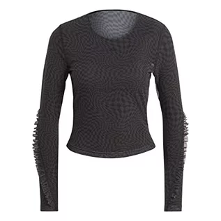 Koszulki i topy damskie - adidas Koszulka damska (Long Sleeve) Yga ST AOP Ls, czarna, HR5076, XS - grafika 1