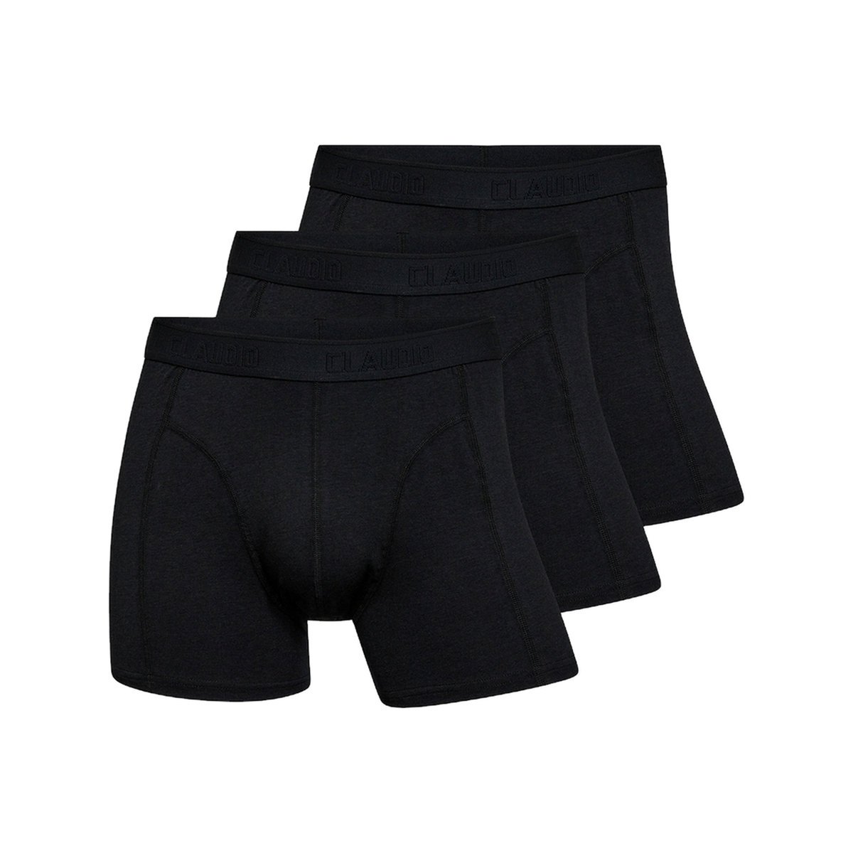 Bokserki Męskie Claudio Boxers Bambusowe 3-Pak Czarne Duński design — L