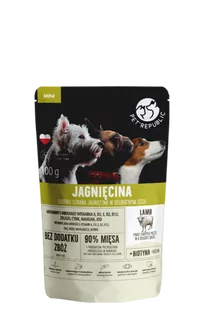 Pet Republic PetRepublic drobno siekane kawałki w delikatnym sosie jagnięcina 12x100g dla psa 57581-uniw - Mokra karma dla kotów - miniaturka - grafika 1