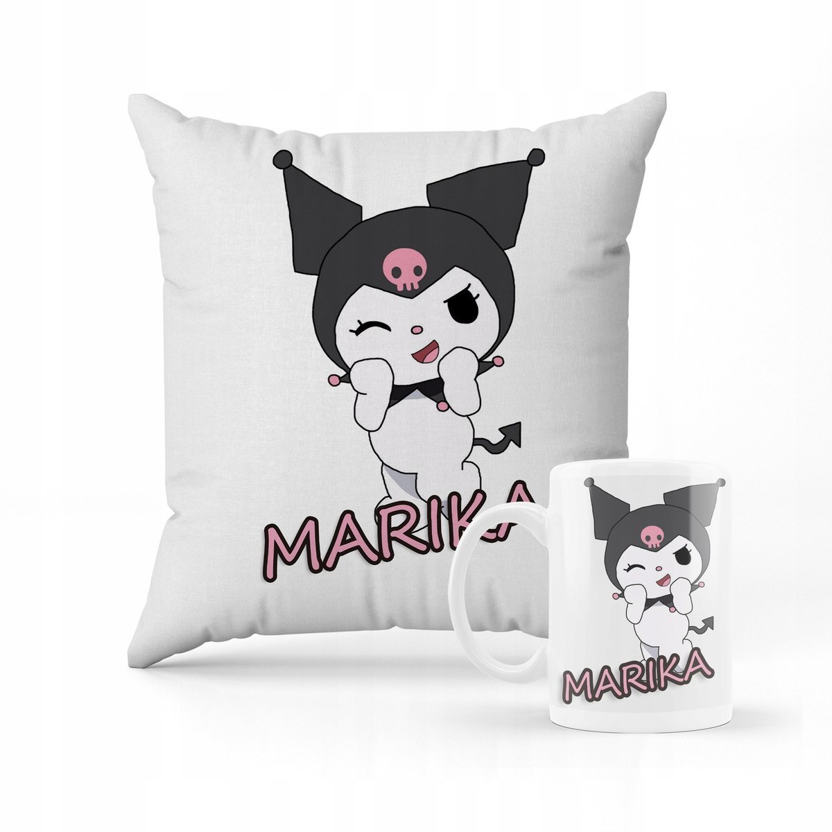 ZESTAW PODUSZKA + KUBEK PREZENT DLA DZIECKA KUROMI HELLO KITTY + IMIĘ #13