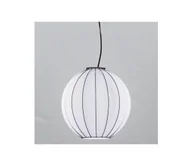 Lampy sufitowe - SIRU - Żyrandol na lince SFERA 1xE27/60W/230V śr. 32 cm czarny/biały szkło weneckie - miniaturka - grafika 1