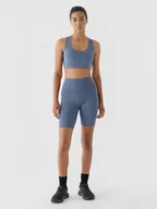 Spodnie sportowe damskie - Damskie legginsy krótkie treningowe 4F 4FWAW24TFSTF012  - niebieskie - miniaturka - grafika 1