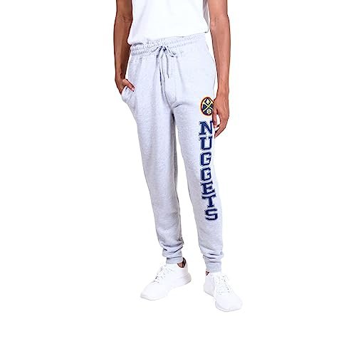Ultra Game NBA Official Men’s Super Soft Game Day Jogger Sweatpants - Unisex, Denver Nuggets, Heather Gray, Small