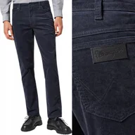 Spodnie męskie - Wrangler TEXAS SLIM Dark Navy GRANATOWE SPODNIE SZTRUKSY W42 L34 - miniaturka - grafika 1