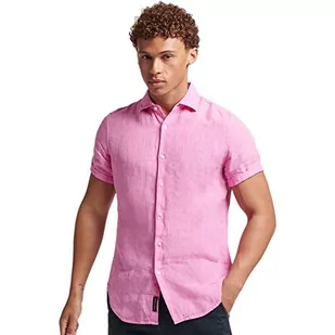 Superdry Studios Casual Linen S/S Shirt Bluza męska, Fuchsia Pink, 3XL - Bluzy męskie - miniaturka - grafika 1