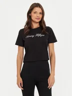 Koszulki i topy damskie - Tommy Hilfiger T-Shirt Script WW0WW43459 Czarny Regular Fit - miniaturka - grafika 1