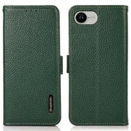 Etui i futerały do telefonów - Pokrowiec KHAZNEH Na iPhone 16e Etui na telefon Oryginalna skóra bydlęca Pokrowiec Blokowanie RFID - Zielony - miniaturka - grafika 1