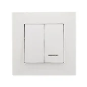 Wyłączniki światła i elektryczne - Łącznik podwójny świecznikowy milano z podświetleniem biały - miniaturka - grafika 1
