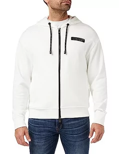 Armani Exchange Męska bluza z kapturem z limitowaną edycją We Beat As One Capsule French Terry Full Zip Hoodie, biały, S - Bluzy męskie - miniaturka - grafika 1