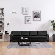 Sofy i kanapy - vidaXL 4-osobowa sofa, czarna, tapicerowana tkaniną - miniaturka - grafika 1