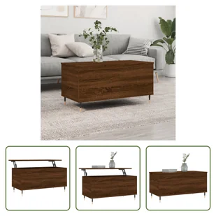 The Living Store stolik kawowy brązowy dąb 90x44,5x45 cm materiał drewnopochodny - Ławy i stoliki kawowe The Living Store stolik kawowy brązowy dąb 90x44,5x45 cm materiał drewnopochodny - Ławy i stoliki kawowe - miniaturka - grafika 1